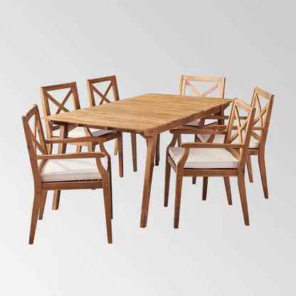Mesa 7pc Acacia Wood Patio Dining Set - Christopher Knight Home
