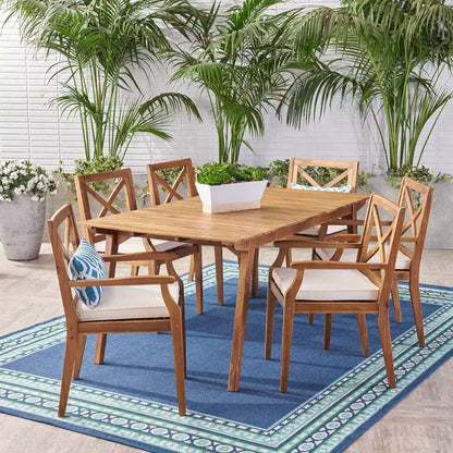 Mesa 7pc Acacia Wood Patio Dining Set - Christopher Knight Home