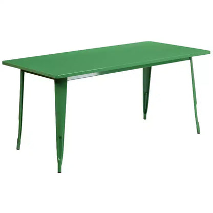 Ensemble table rectangulaire en métal d'intérieur/extérieur Flash Furniture de qualité commerciale, 80 x 160 cm, avec 4 chaises empilables