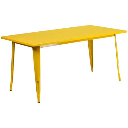 Ensemble table rectangulaire en métal d'intérieur/extérieur Flash Furniture de qualité commerciale, 80 x 160 cm, avec 4 chaises empilables