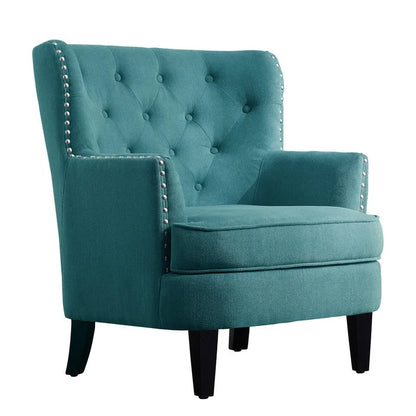 Moser Bay Mignon Fauteuil d'appoint à oreilles capitonné large de 76 cm en velours et lin