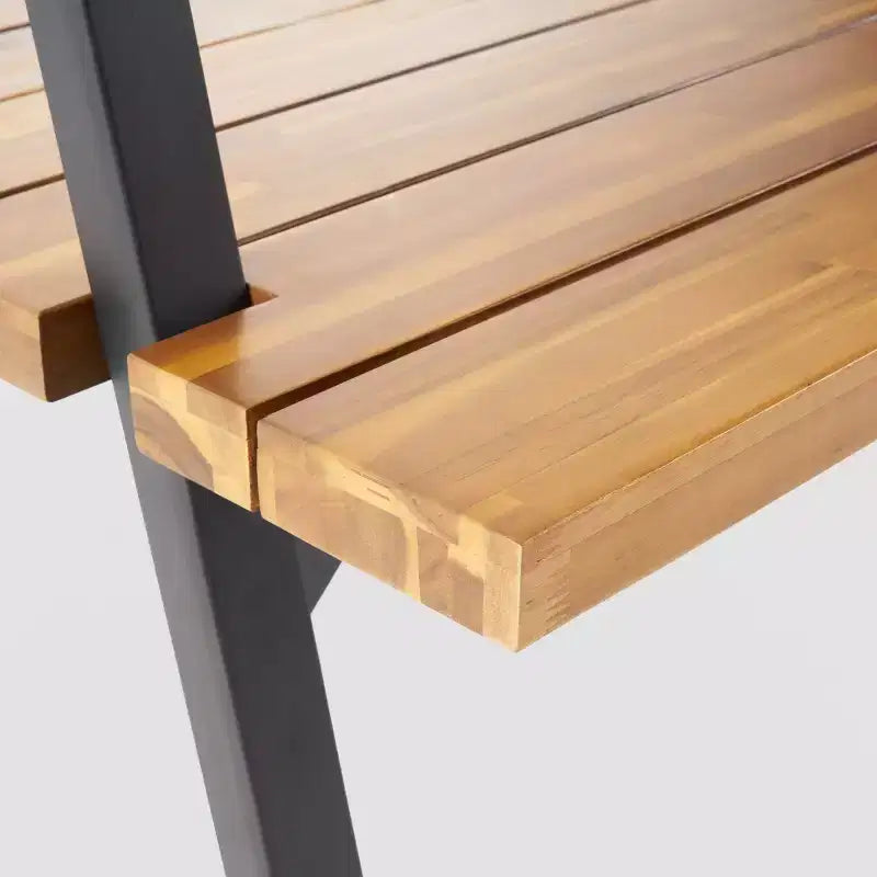 Ensemble de salle à manger Huckleberry 7 pièces en bois d'acacia et jardinière en fer