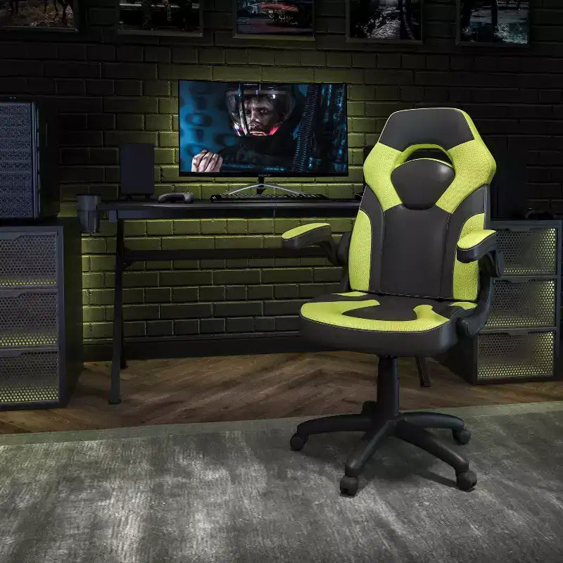 Flash Furniture X10 Gaming Chair Racing Office Ergonomic Computer PC Adjustable Swivel Chair with Flip-up Arms