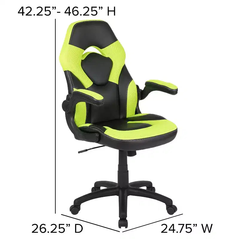 Flash Furniture X10 Gaming Chair Racing Office Ergonomic Computer PC Adjustable Swivel Chair with Flip-up Arms