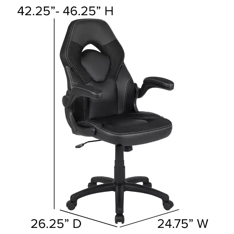 Flash Furniture X10 Gaming Chair Racing Office Ergonomic Computer PC Adjustable Swivel Chair with Flip-up Arms