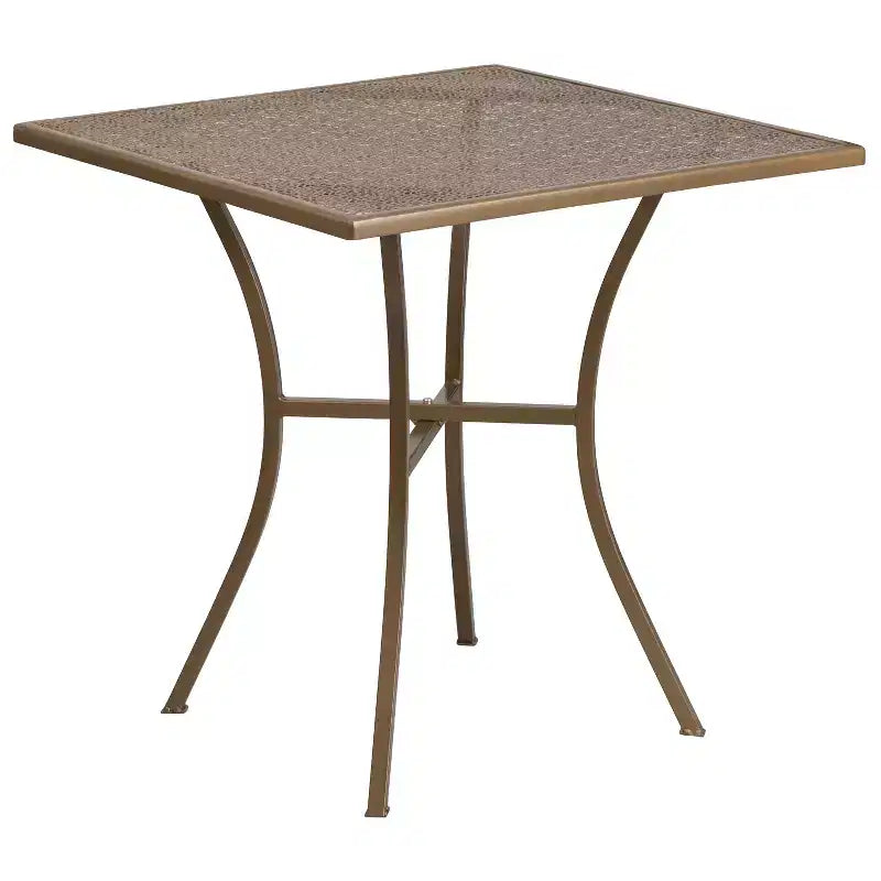 Flash Furniture Oia Commercial Grade 28 Square Indoor-Outdoor Steel Patio Table Set with 4 Square Back Chairs