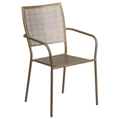 Flash Furniture Oia Commercial Grade 28 Square Indoor-Outdoor Steel Patio Table Set with 4 Square Back Chairs