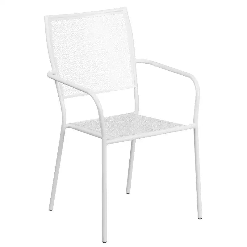 Flash Furniture Oia Commercial Grade 28 Square Indoor-Outdoor Steel Patio Table Set with 4 Square Back Chairs