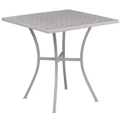Flash Furniture Oia Commercial Grade 28 Square Indoor-Outdoor Steel Patio Table Set with 4 Square Back Chairs