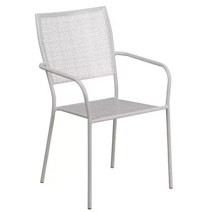 Flash Furniture Oia Commercial Grade 28 Square Indoor-Outdoor Steel Patio Table Set with 4 Square Back Chairs