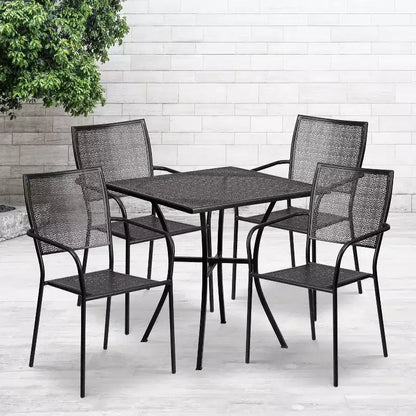 Flash Furniture Oia Commercial Grade 28 Square Indoor-Outdoor Steel Patio Table Set with 4 Square Back Chairs