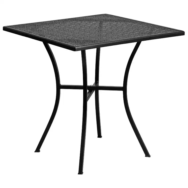 Flash Furniture Oia Commercial Grade 28 Square Indoor-Outdoor Steel Patio Table Set with 4 Square Back Chairs