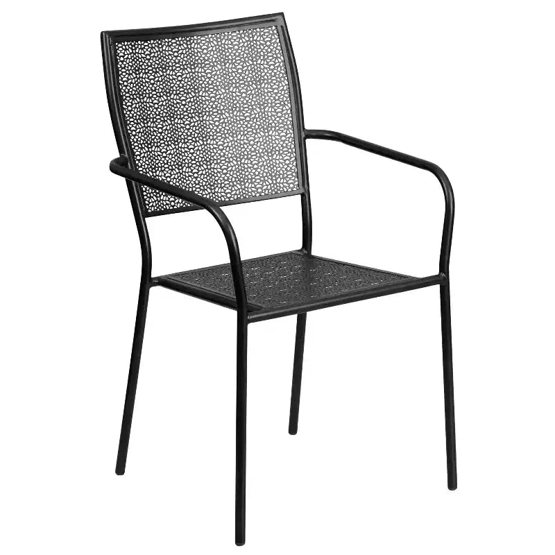 Flash Furniture Oia Commercial Grade 28 Square Indoor-Outdoor Steel Patio Table Set with 4 Square Back Chairs