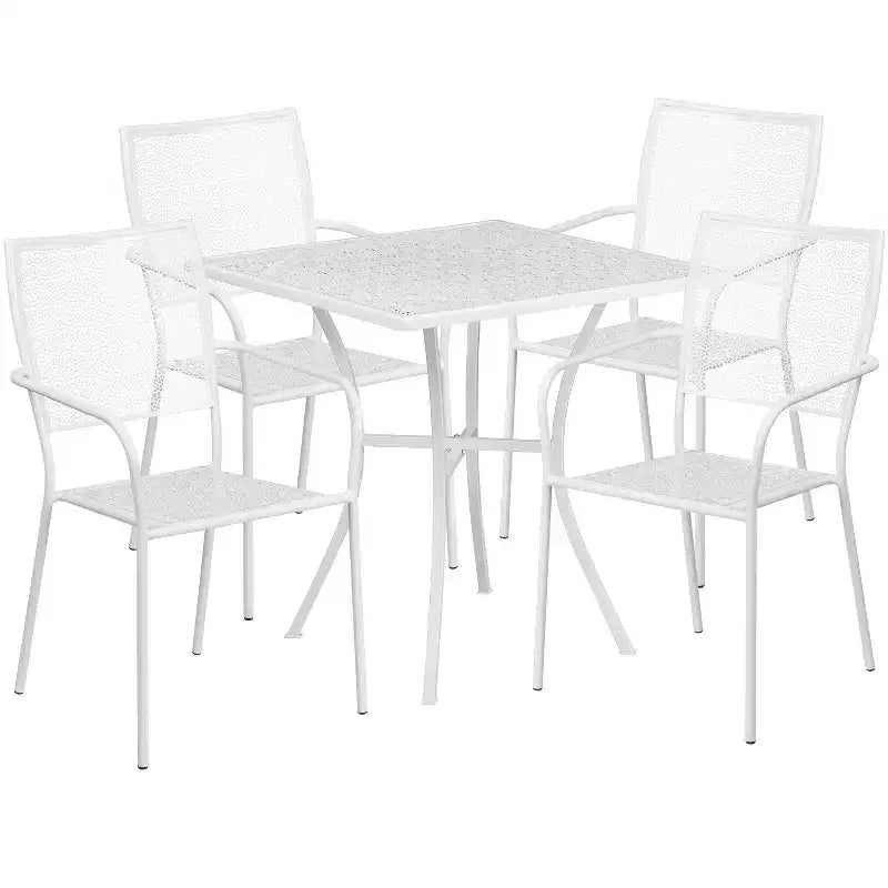 Flash Furniture Oia Commercial Grade 28 Square Indoor-Outdoor Steel Patio Table Set with 4 Square Back Chairs