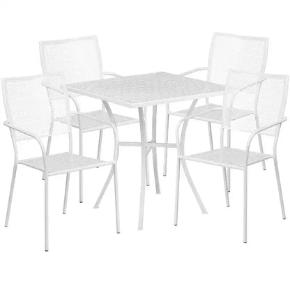 Flash Furniture Oia Commercial Grade 28 Square Indoor-Outdoor Steel Patio Table Set with 4 Square Back Chairs
