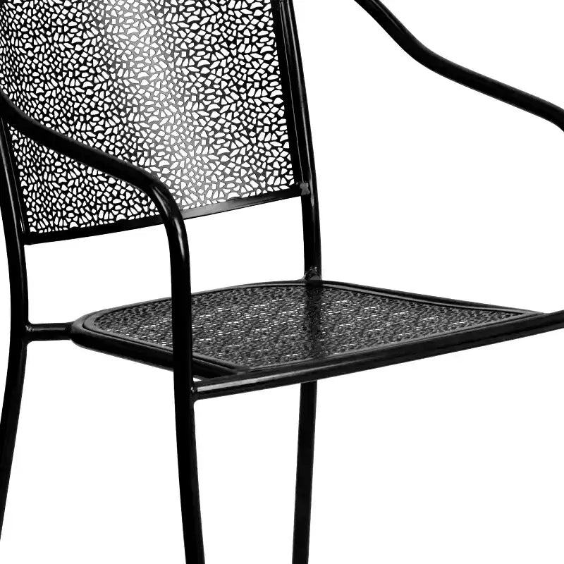Flash Furniture Oia Commercial Grade 35.5 Square Indoor-Outdoor Steel Patio Table Set with 4 Round Back Chairs
