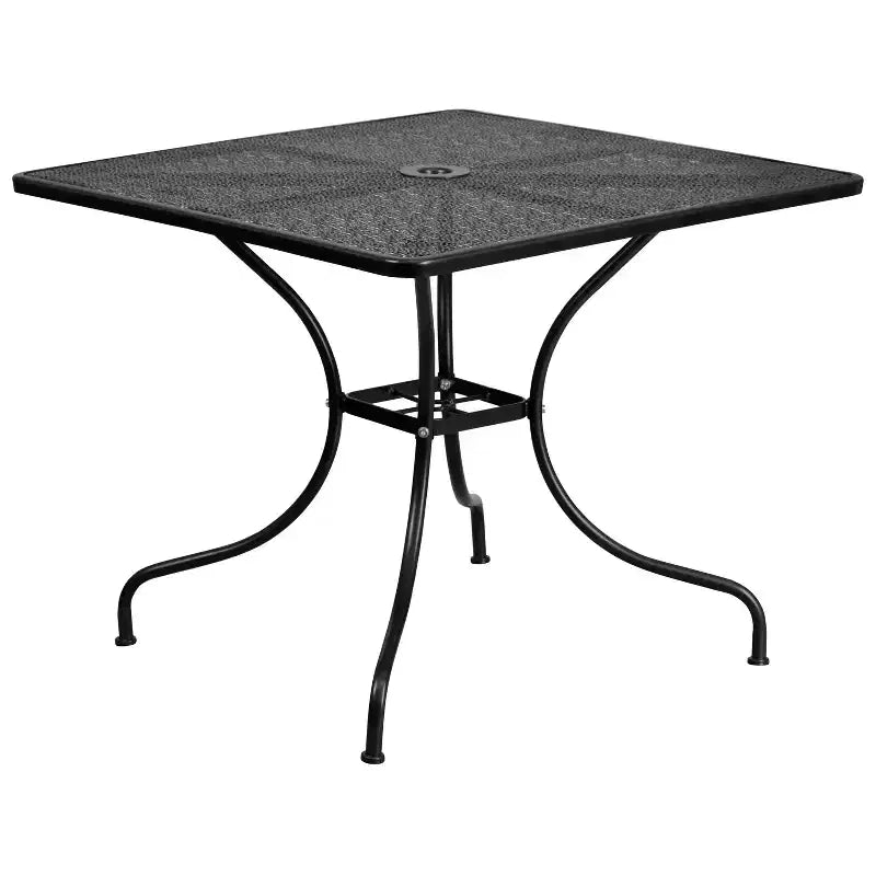 Flash Furniture Oia Commercial Grade 35.5 Square Indoor-Outdoor Steel Patio Table Set with 4 Round Back Chairs