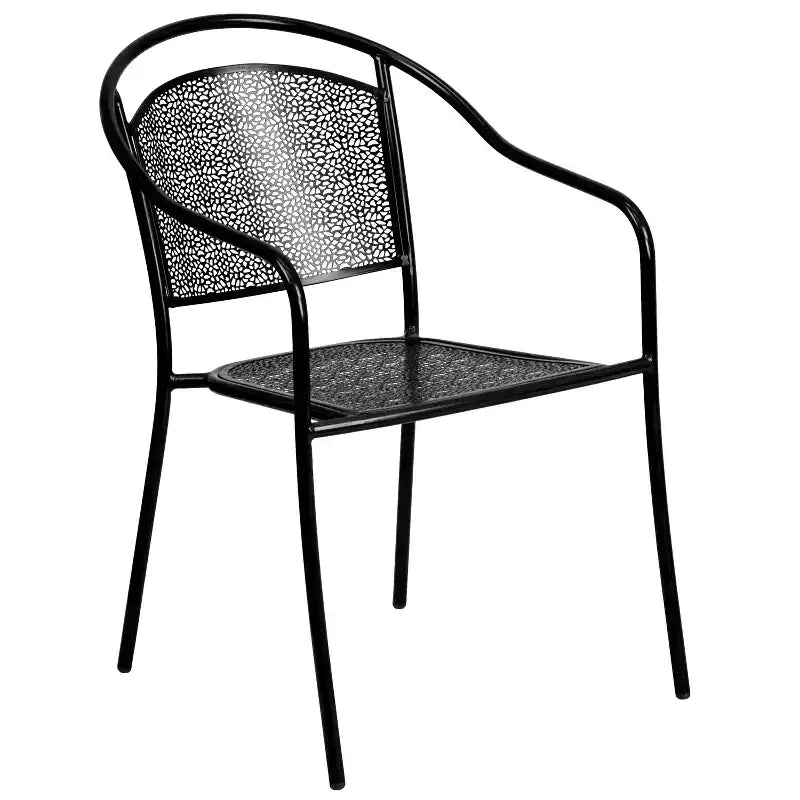 Flash Furniture Oia Commercial Grade 35.5 Square Indoor-Outdoor Steel Patio Table Set with 4 Round Back Chairs