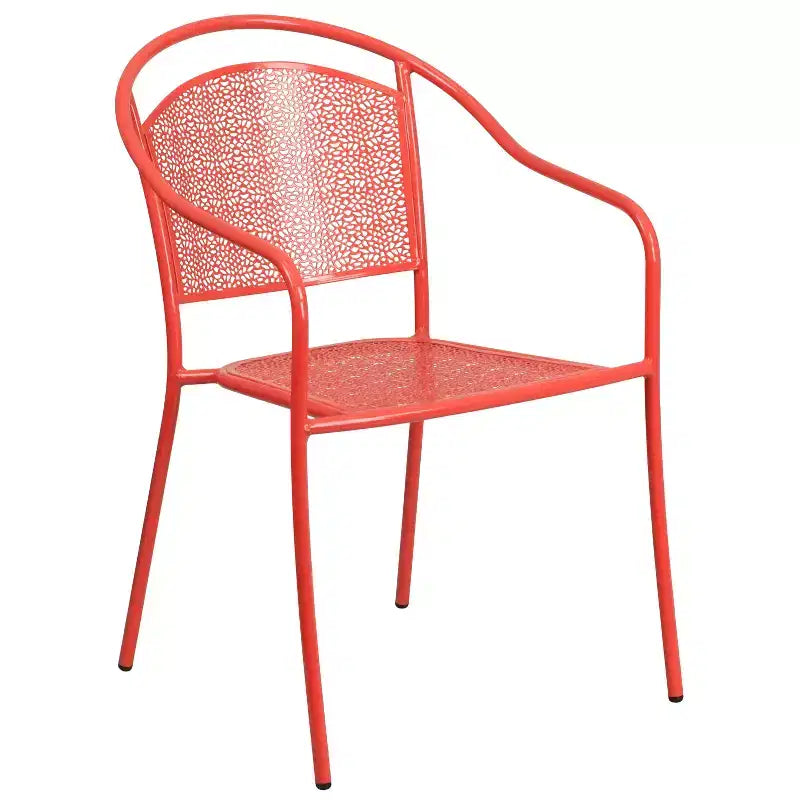 Flash Furniture Oia Commercial Grade 35.5 Square Indoor-Outdoor Steel Patio Table Set with 4 Round Back Chairs