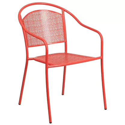 Flash Furniture Oia Commercial Grade 35.5 Square Indoor-Outdoor Steel Patio Table Set with 4 Round Back Chairs
