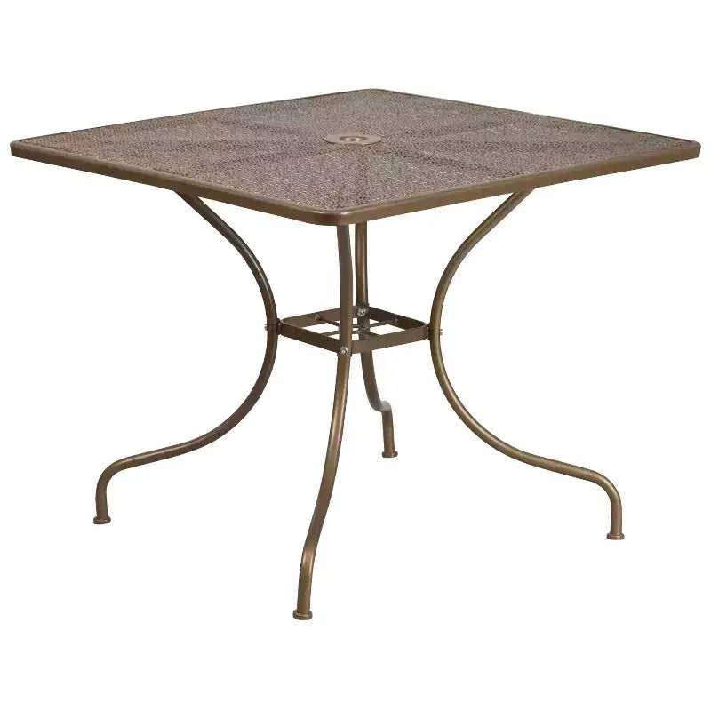 Flash Furniture Oia Commercial Grade 35.5 Square Indoor-Outdoor Steel Patio Table Set with 4 Round Back Chairs