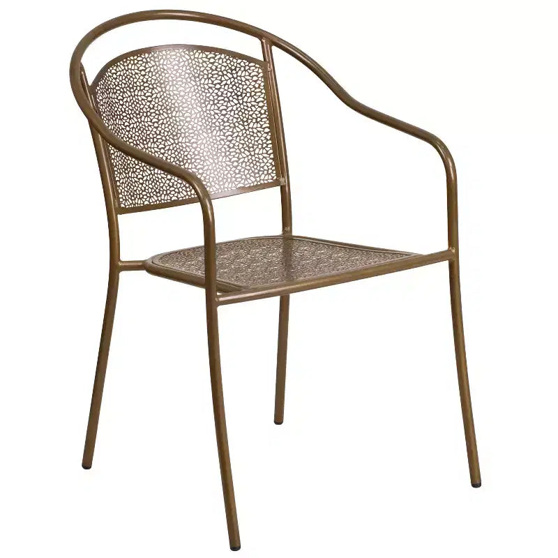 Flash Furniture Oia Commercial Grade 35.5 Square Indoor-Outdoor Steel Patio Table Set with 4 Round Back Chairs