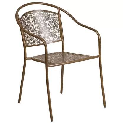 Flash Furniture Oia Commercial Grade 35.5 Square Indoor-Outdoor Steel Patio Table Set with 4 Round Back Chairs