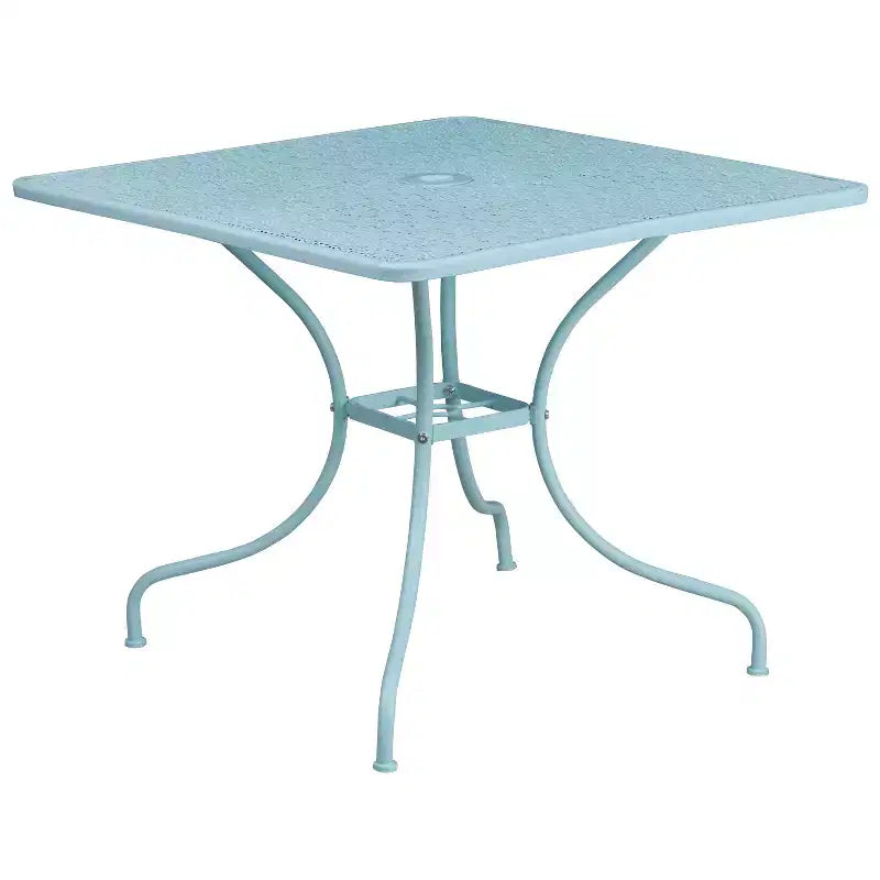 Flash Furniture Oia Commercial Grade 35.5 Square Indoor-Outdoor Steel Patio Table Set with 4 Round Back Chairs