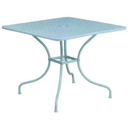 Flash Furniture Oia Commercial Grade 35.5 Square Indoor-Outdoor Steel Patio Table Set with 4 Round Back Chairs
