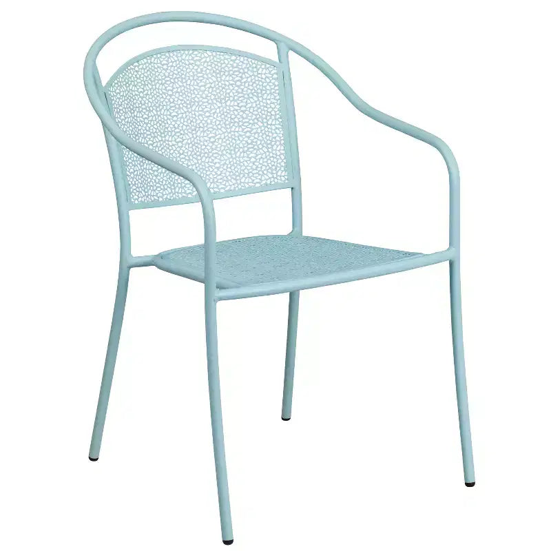 Flash Furniture Oia Commercial Grade 35.5 Square Indoor-Outdoor Steel Patio Table Set with 4 Round Back Chairs