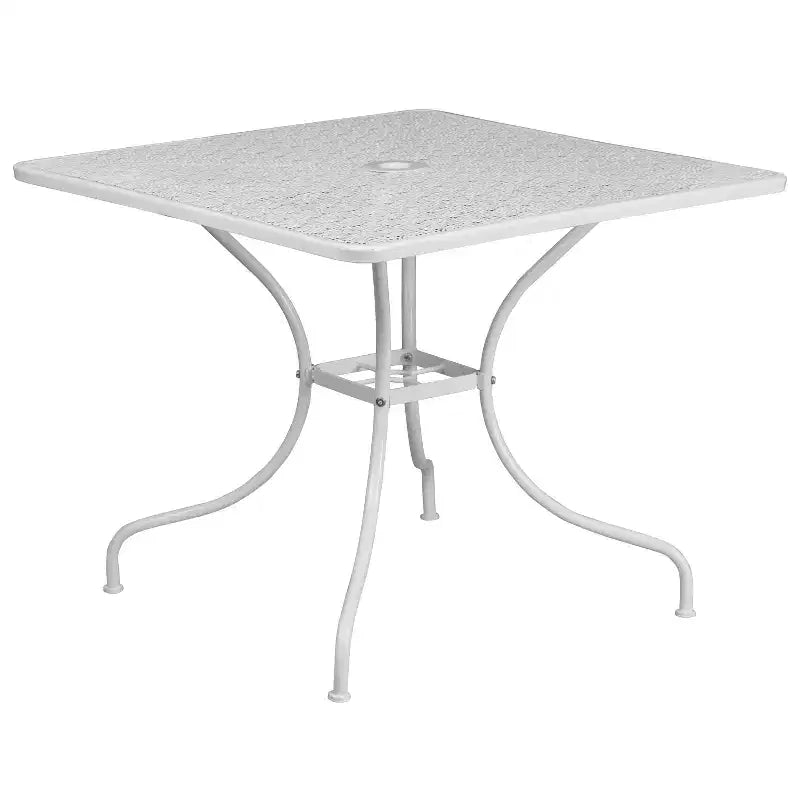 Flash Furniture Oia Commercial Grade 35.5 Square Indoor-Outdoor Steel Patio Table Set with 4 Round Back Chairs