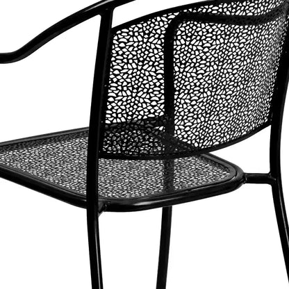 Flash Furniture Oia Commercial Grade 35.5 Square Indoor-Outdoor Steel Patio Table Set with 4 Round Back Chairs
