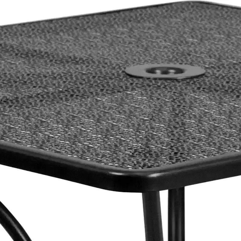 Flash Furniture Oia Commercial Grade 35.5 Square Indoor-Outdoor Steel Patio Table Set with 4 Round Back Chairs