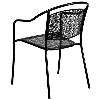 Flash Furniture Oia Commercial Grade 35.5 Square Indoor-Outdoor Steel Patio Table Set with 4 Round Back Chairs