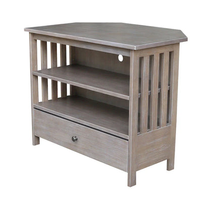 Meuble TV d'angle en bois massif de style Mission