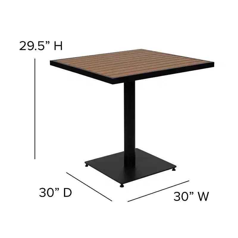 Emma and Oliver Outdoor Patio Bistro Dining Table Set with 4 Chairs and Faux Teak Poly Slats