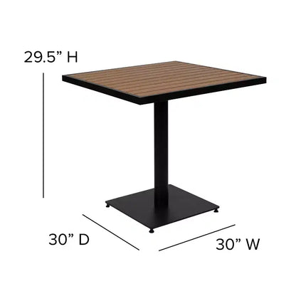 Emma and Oliver Outdoor Patio Bistro Dining Table Set with 4 Chairs and Faux Teak Poly Slats