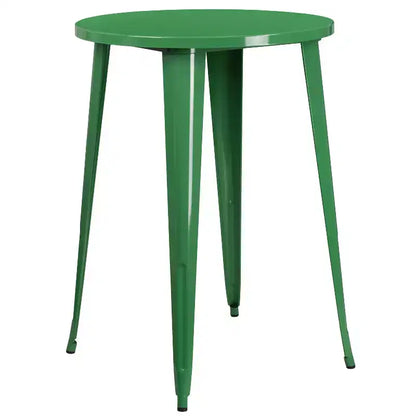 Emma and Oliver Commercial Grade 30 Round Metal Indoor-Outdoor Bar Table Set, 4 Backless Stools