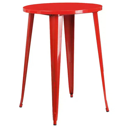 Emma and Oliver Commercial Grade 30 Round Metal Indoor-Outdoor Bar Table Set, 4 Backless Stools