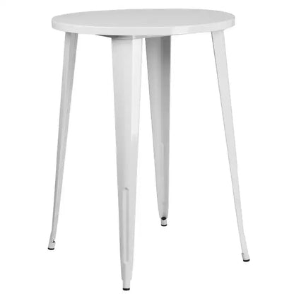 Emma and Oliver Commercial Grade 30 Round Metal Indoor-Outdoor Bar Table Set, 4 Backless Stools