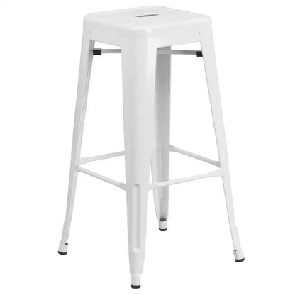 Emma and Oliver Commercial Grade 30 Round Metal Indoor-Outdoor Bar Table Set, 4 Backless Stools