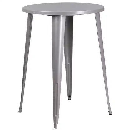 Emma and Oliver Commercial Grade 30 Round Metal Indoor-Outdoor Bar Table Set, 4 Backless Stools