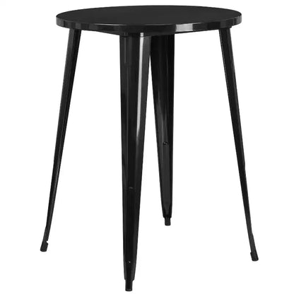 Emma and Oliver Commercial Grade 30 Round Metal Indoor-Outdoor Bar Table Set, 4 Backless Stools