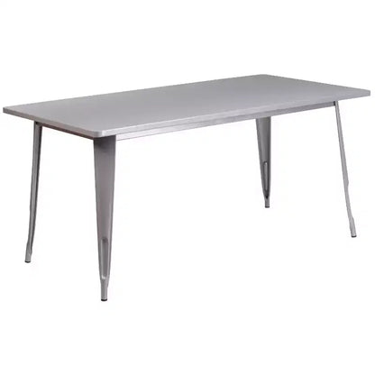 Ensemble table rectangulaire en métal qualité commerciale Emma et Oliver avec 6 chaises avec accoudoirs, pour l'intérieur et l'extérieur