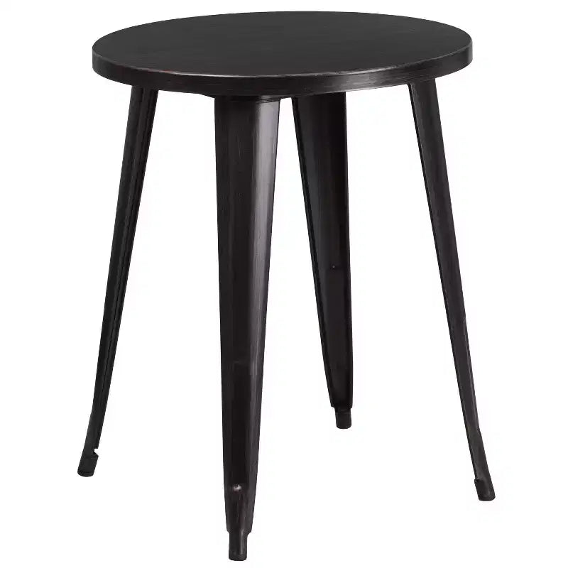 Emma and Oliver Commercial Grade 24 Round Metal Indoor-Outdoor Table Set with 2 Cafe Chairs