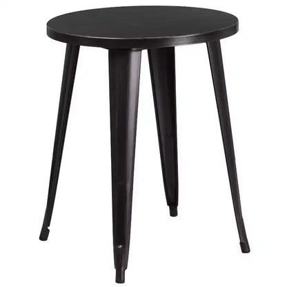 Emma and Oliver Commercial Grade 24 Round Metal Indoor-Outdoor Table Set with 2 Cafe Chairs