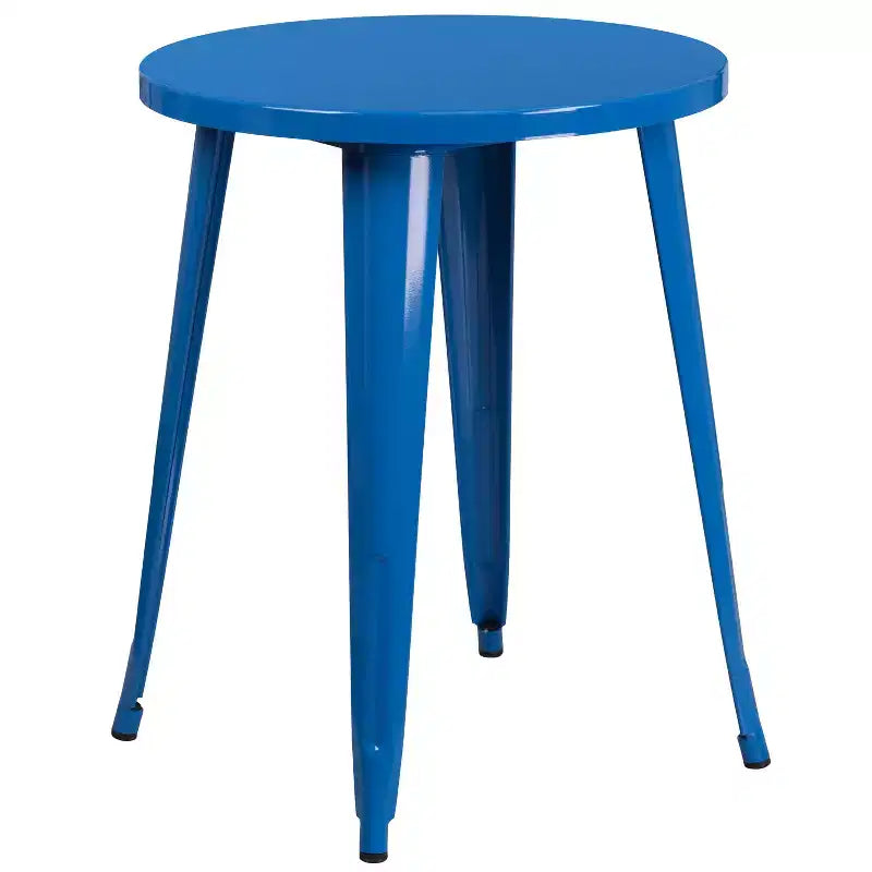 Emma and Oliver Commercial Grade 24 Round Metal Indoor-Outdoor Table Set with 2 Cafe Chairs