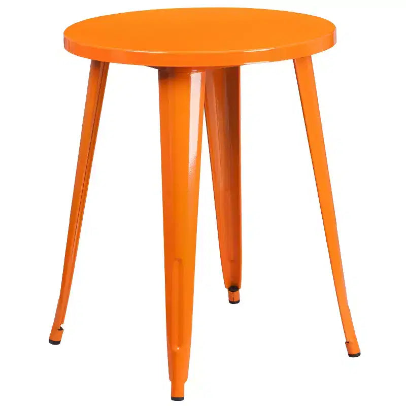 Emma and Oliver Commercial Grade 24 Round Metal Indoor-Outdoor Table Set with 2 Cafe Chairs