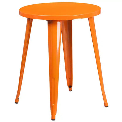 Emma and Oliver Commercial Grade 24 Round Metal Indoor-Outdoor Table Set with 2 Cafe Chairs