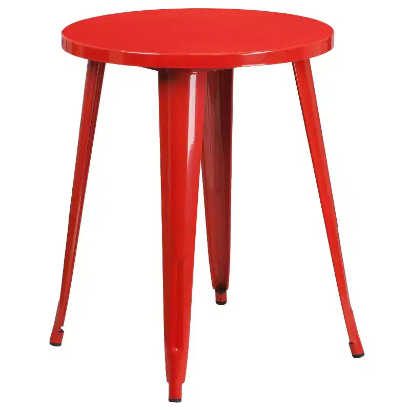 Emma and Oliver Commercial Grade 24 Round Metal Indoor-Outdoor Table Set with 2 Cafe Chairs